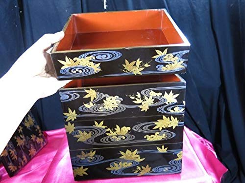 竜田川蒔絵 四段重 台付