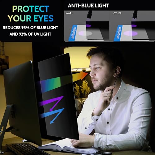 undefined [2-Pack] 27 Inch Privacy Screen for Computer Monitor 16:9 Aspect Ratio, Eye Protection Anti Blue Light Glare Shield, 27inch Removable Black Blackout Anti Spy Desktop Security Private Filter の商品画像 5