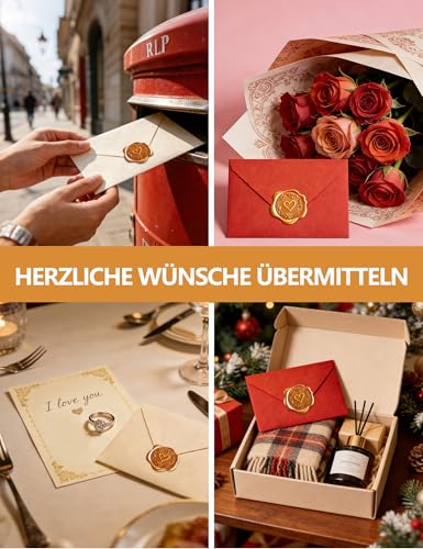 Briefpapier mit Umschlag, 36 Stück Set Vintage Schreiben mit 8 Briefumschläge Ohne Fenster, 20 A5 Briefpapier Edel und 8 Wachssiegel Selbstklebend, für Liebesbrief Hochzeit Geburtstag Weihnachten