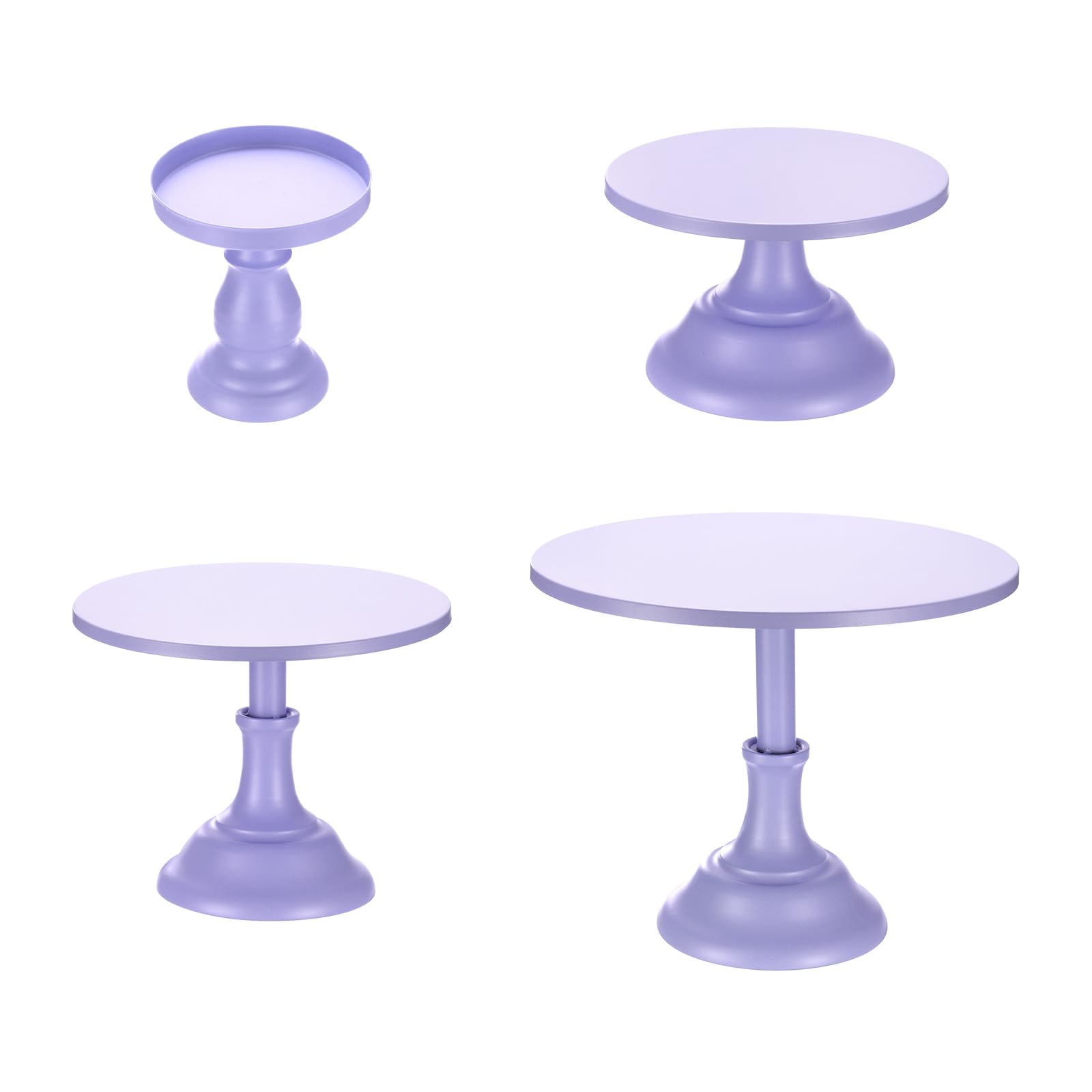 Présentoir à gâteaux en métal stable contre le basculement, 4 plateaux violets 9 à 30cm