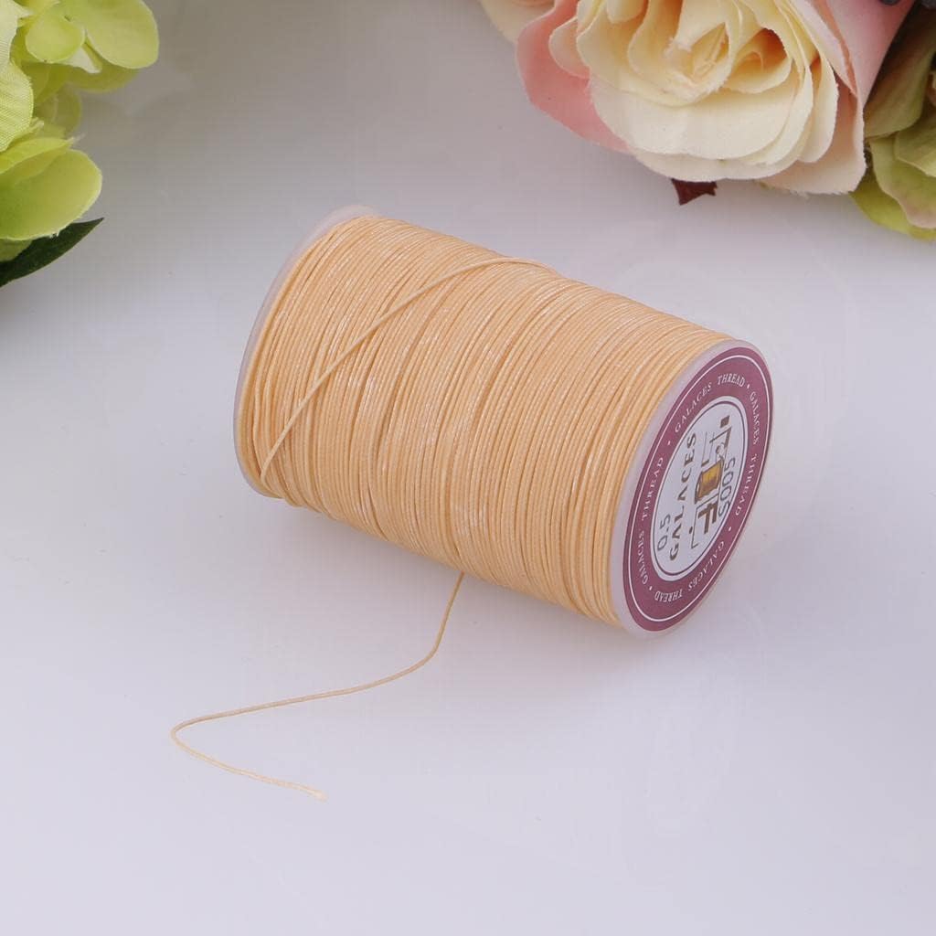 Misppro 130 Meters 0.5mm Round Waxed Thread Leather Hand Sewing Cord - Beige for Crafting, Shoe, Bag Repair
