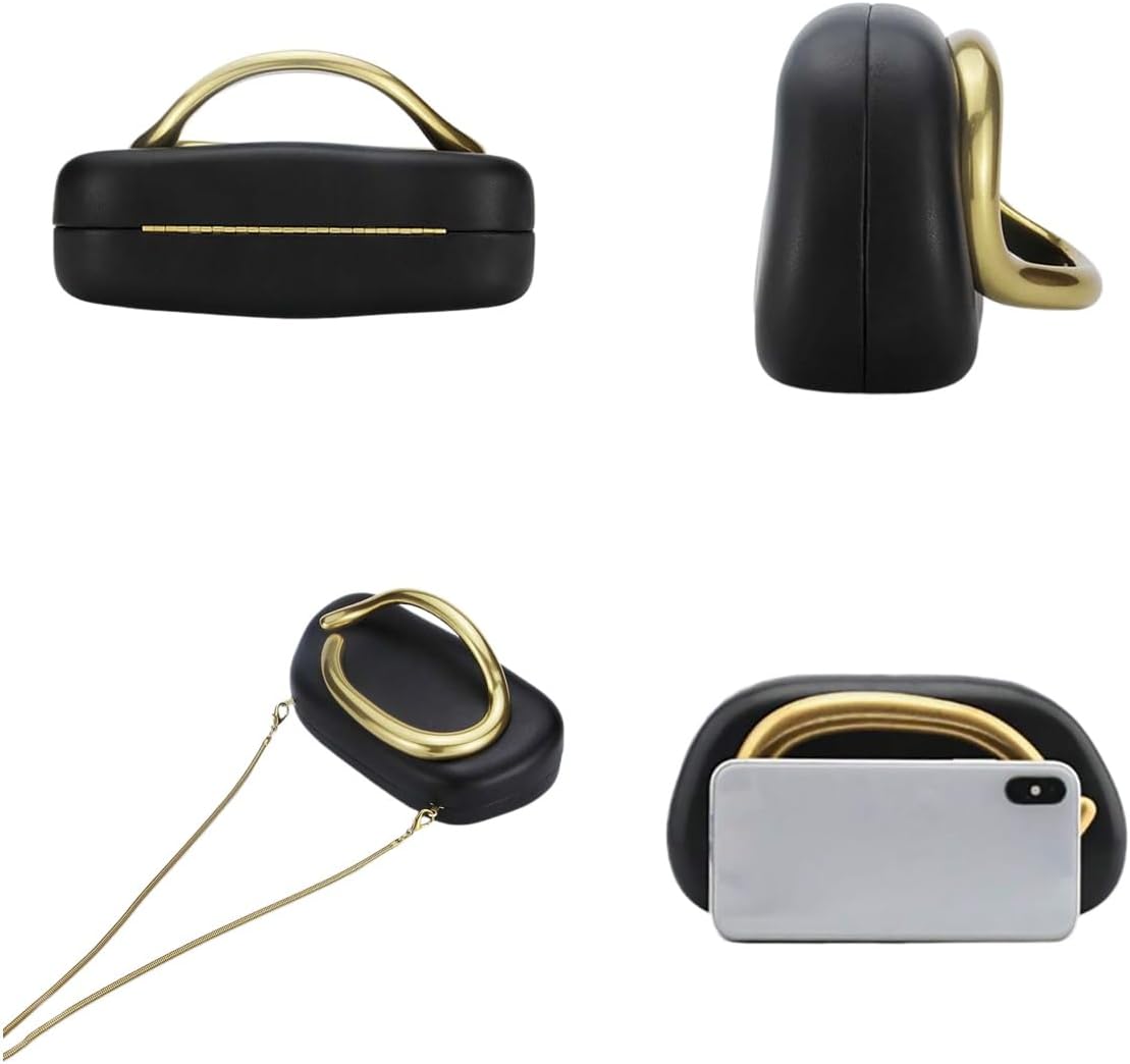 Women PU Leather Metal Handle Handbag Trendy Commuting Compact Stone Purse Hand-held Causal Shoulder Clutch Bag - Image 6