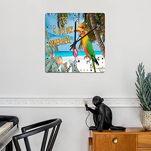 Horloge murale perroquet rustique colorée de 30,5 cm de diamètre