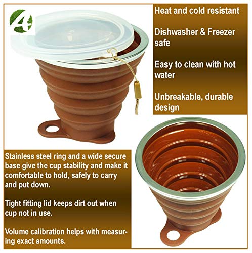 image for AVALEISURE Collapsible Travel Cup - Ultra-Slim Foldable Silicone Cup w