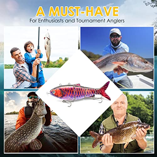 アニメーションルアー 魚ロボットロボット釣りルアー充電式パイク、水泳釣りルアー、パイク用充電式釣りルアー、5.5'USB充電式自動ウォブリングルアー、LED照明マルチジョイントスイムベイト愛らしい 4枚目