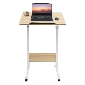 Portable Standing Desk with Wheels Mini Rolling Work Computer Desk Height Adjustable for Home Office Walking Podium Standing