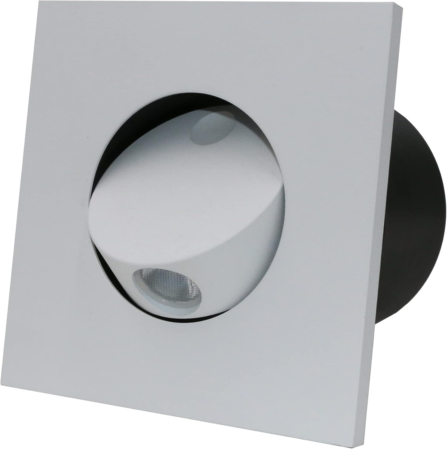 3W LED Wall Recessed Step Stair Lighting Bedside Reading Light Fixture Hidden On/Off Switch Adjustable Warm White-Finish Square