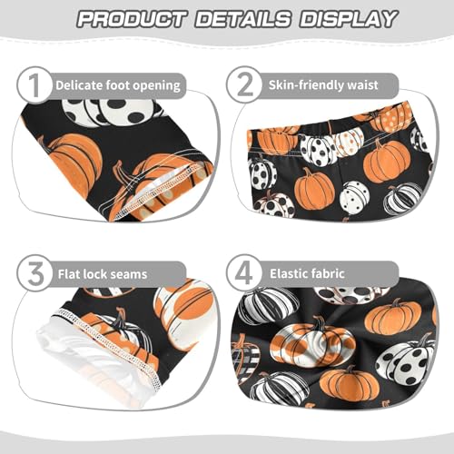 Polka Dots Pumpkin Black Girls Leggings Soft Stretch Workout Yoga Dance Pants for Kids Casual Tights3