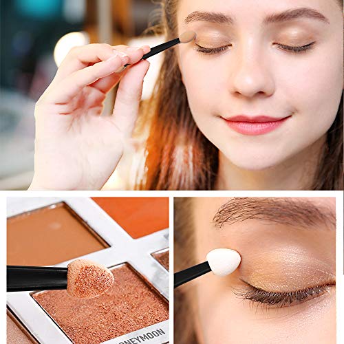 JUN-H 100 Stück Dual Ended Ovale Make up Lidschatten Bürsten Einweg Lidschatten Applikator Doppelseitige Schwammaufträger Geeignet für Frauen und Mädchen, die Täglich Make-up Verwenden