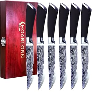 Hoablorn 6-Teilig Damaszener Steakmesser Set