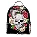 ATOMO Lässiger Mini-Rucksack mit Totenkopf, Kobra, Schlange und Blumen, PU-Leder