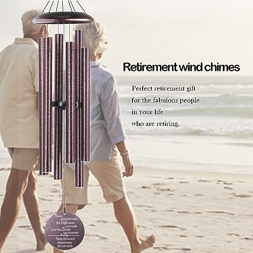 Image of ASTARIN Custom Retirement 36 inch Wind Chimes for Women Man 2024, Happy Retirement 20 Years Gift Gifts for Teacher Coworkers Mom Dad Nurse Boss, Personalized Tree of Life Wind Chime Retiree Gift Ideas