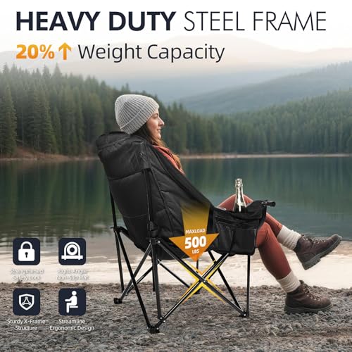 Image of Oversized Camping Chair for Adults 2 Pack - Heavy Duty Outdoor Padded Chair