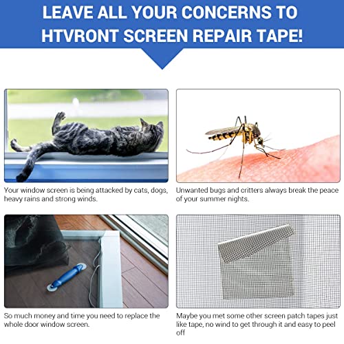 Htvront Window Screen Repair Kit Tape: 4Inx10Ft Screen Patch Repair Kit, Well Ventilated, Strong Adhesive Fiberglass Covering Mesh Tape For Window Door Tears Holes (Black) #TOP3