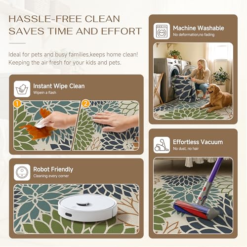 HUGEAR 6x9 Colorful Floral Linen Look Indoor Outdoor Rug for Patio — view 5