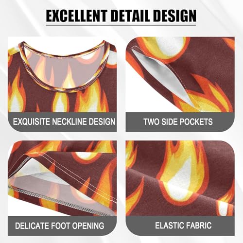 Pajama Sets Short Sleeve Flame Design Repeat Pattern Soft Cotton Summer Sleepwear 2 Piece PJS Size 5-14T3