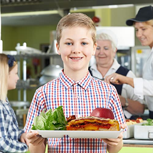 Image of Vplus 100% Compostable 5 Compartment Paper Plates, 100 Pack, 12.5 x 8.6 inch Disposable School Lunch Trays, Eco-Friendly Bagasse Plates for Buffet, and Party
