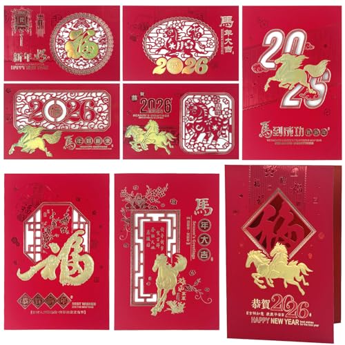 LipLopBest 8PCS Chinese New Year Greeting Cards 2026, Years of ...