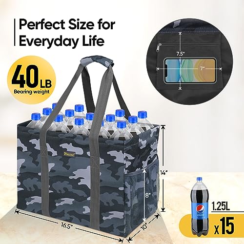 image for BALEINE Extra Large Utility Tote Bag with Wire Frame for Storage (Grey