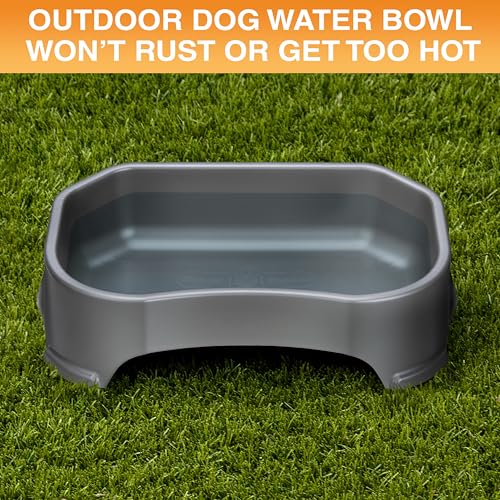 Neater Pet Brands Extra Large Water Bowl for Dogs, Outdoor Dog Water Bowl (1.25 Gallon XL Capacity), Big Trough Style Food Dish for Indoors or Outside, No Spill Large Dog Bowls, Gunmetal Grey