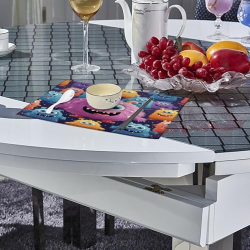 Set de table carré toile lot de 6 imprimé monstre coloré lavable