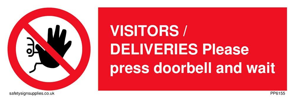 Pack of five - VISITORS Sign - 150x50mm - L15