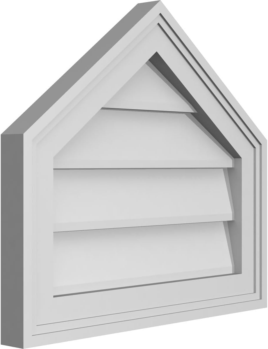 GVSPE18X1602SN-09 Peaked Top Brickmould Frame, Primed Tan Signature Series Surface Mount Gable Vents, 18-in. W x 16-in. H, Unfinished