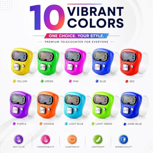 Image of Digital Finger Tally Counter with LCD Display, Adjustable Finger Strap, Count & Reset Buttons, Portable Electronic Counter for Prayer, Meditation, Chanting & Daily Counting, Pack of 1