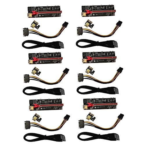 Uonlytech 6sets Pin Pci-e Riser Adapter Card Extension USB Pci-e to Riser Cable Led Indicator Gpu Support for Enhanced and Gaming Rigs