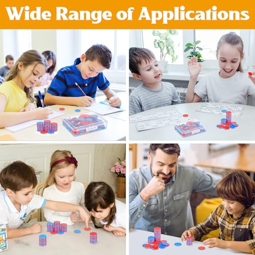 Tiusixsy 100 Stk Wendeplättchen Rot Blau Plastik, Rechenplättchen Grundschule, mit Aufbewahrungsbox Mathe Rechenhilfe Mathematik Wendeplättchen Zählchips für Kinderhände Grundschule Rechenaufgaben