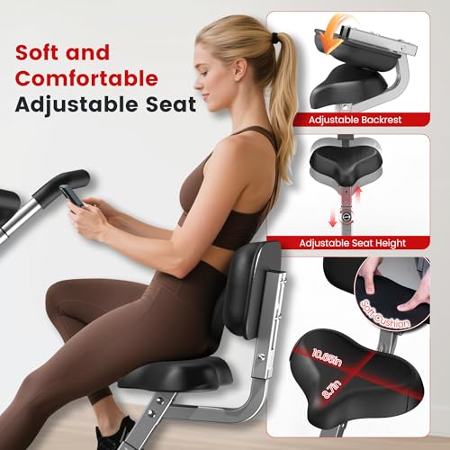Image of Foldable Exercise Bike, Multifunctional Indoor Stationary Bikes for Home with 8-Level Magnetic Resistance, Quiet Workout Bike with Arm Resistance Bands, LCD Monitor, 300LBS Capacity
