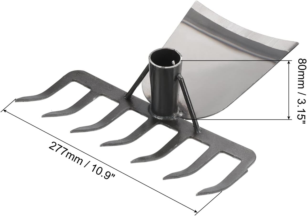 PATIKIL 2 in 1 1 Double Hoe, Hand Gardening Hoe and Rake Replacement Multifunctional Loosening Soil Tool for Weeding Digging, Black