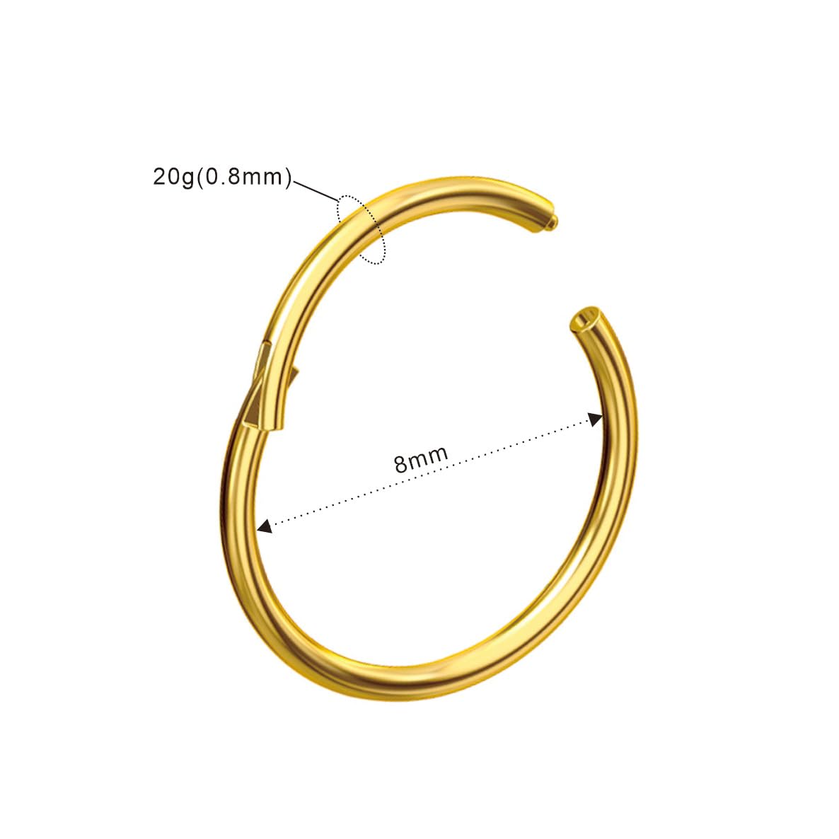 NewkeepsR 6G/8G/10G/12G/14G/16G/18G/20G Steel Nose Ring Hoop Piercing ,Septum Lip Helix Cartilage Rook Body Jewellery,Diameter From 5mm to 14mm, Gold-Rose Gold-Silver tone-Black in use