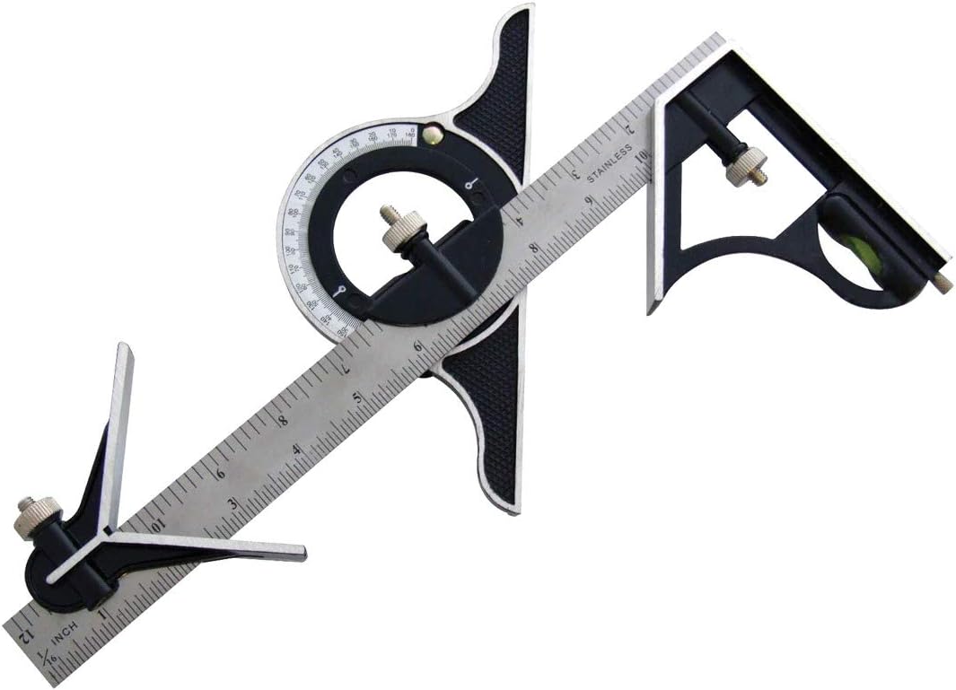 300mm Ruler Multi Combination Square Angle Ruler High Precision Protractor Spirit Level Measuring Tool for Woodworking with Hand Gloves