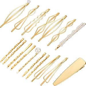 Yaomiao 17 Pieces Gold Hair Pins Set Geometric Bobby Pin Barrettes Metal Gold Decorative Styling Jewelry Hair Clamps Accessories for Women Wedding Parties
