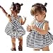 Gotd Baby Girls Sunsuit Outfit Stripe Backless Dress + Brief Infant Clothes (12M, Navy)