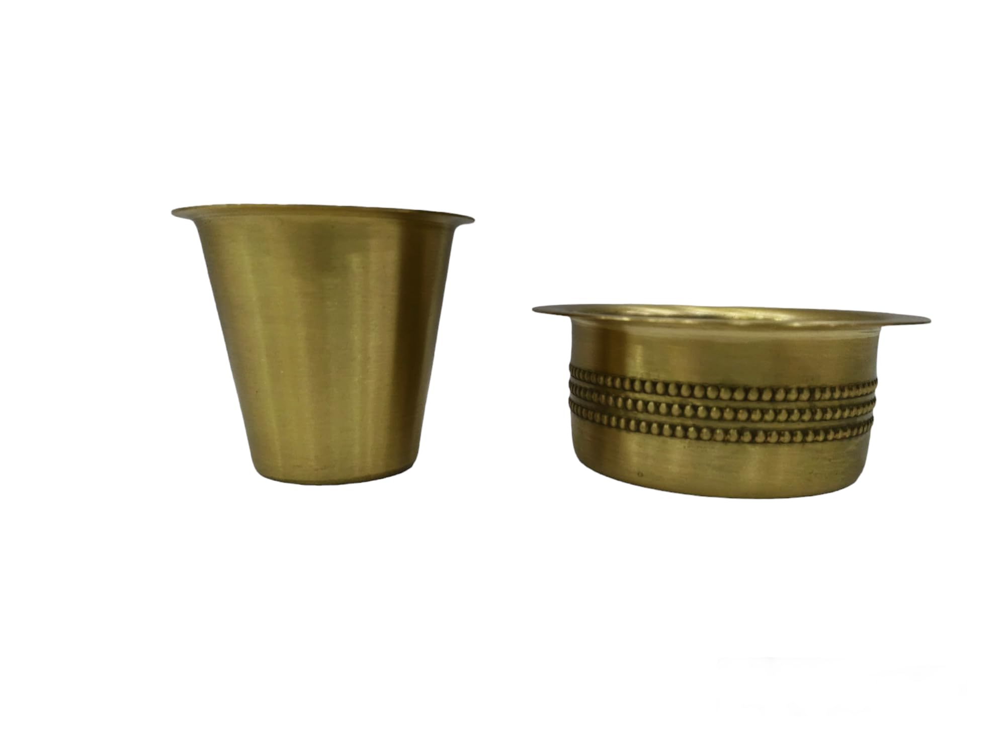 Thangam South Indian Brass Coffee Cup Dawara/Dabara & Tumbler for Serving Filter Coffee/Tea/Traditional kumbakonam Brass Dabara - Dotted | Matt - 150ml (B0D14YB5VS) Amazon Price History, Amazon Price Tracker