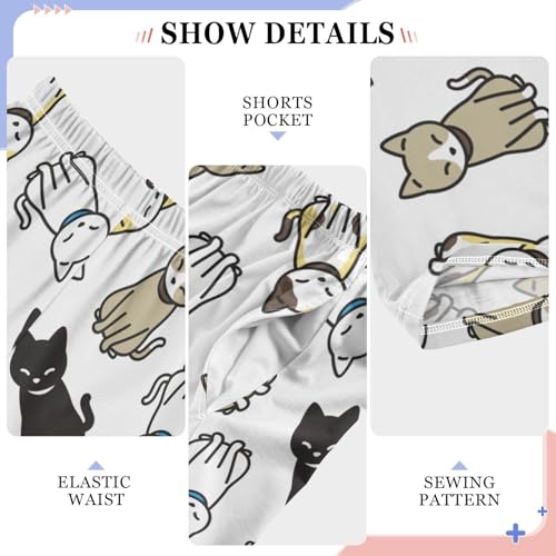 Cat Kitten Scarf Cartoon Boys Pants for Kids Jogger Pants with Pockets S-XL4