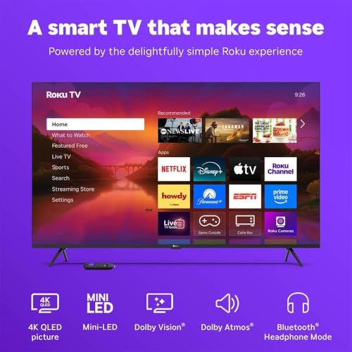 Roku 65R6C7KIT1 65 inch Class Plus Series 4K QLED Mini LED Smart TV Dolby Vision HDR10+ 120Hz WiFi Voice Remote HDMI C - Image 5