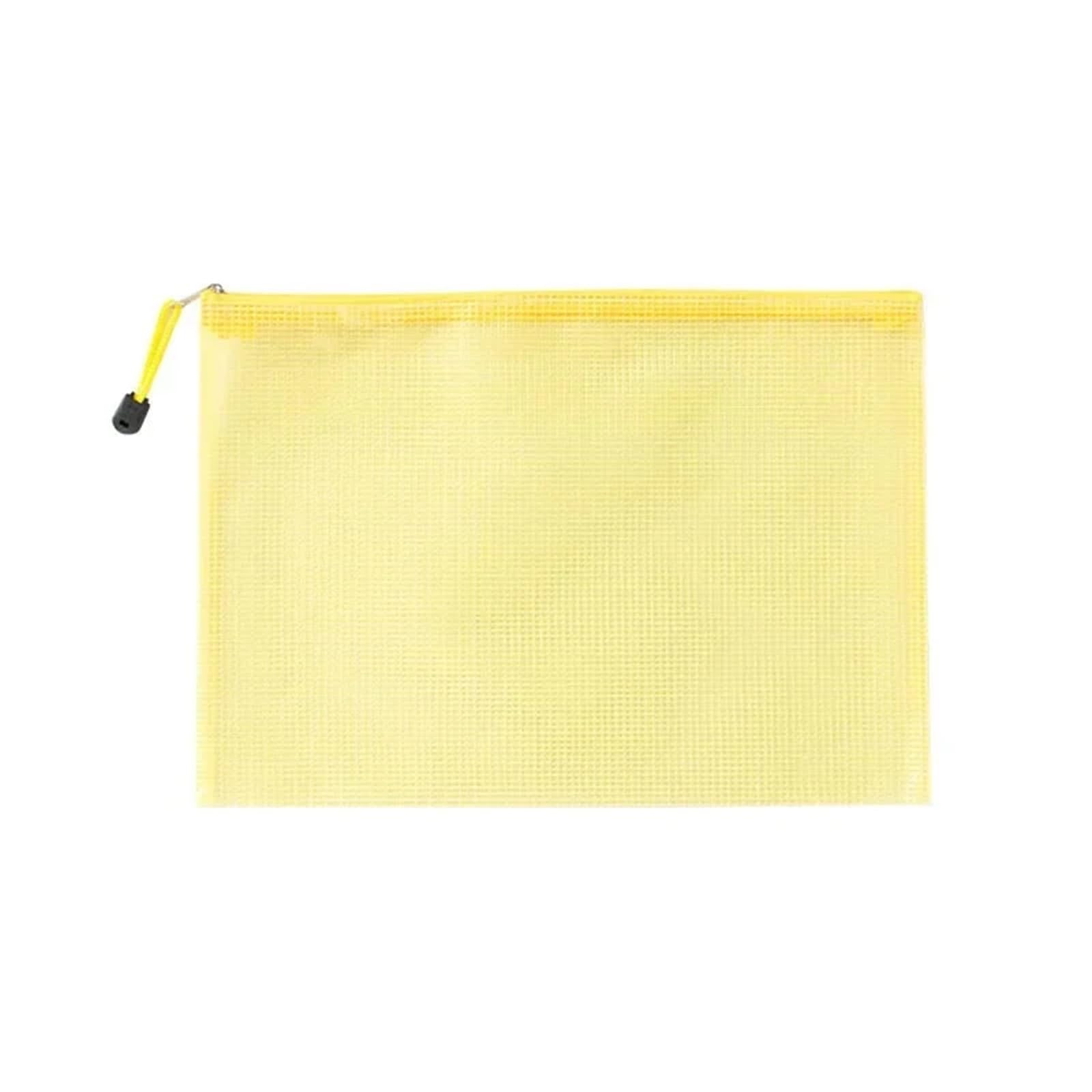 10 Stück Netz-Reißverschlusstaschen, wasserdichte Kunststoff-Dokumententasche, Mehrzweck-Dokumententasche für Reisen, Aufbewahrung, Bürogeräte, Zuhause, Organisiertaschen (Gelb, B4 (39 x 28 cm)