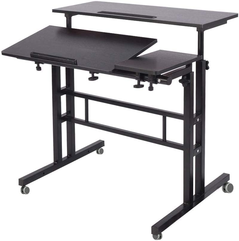 Soges Mobile Height Adjustable, Tiltable Top Desk - 31.5" Stand Up Computer Desk for Home Office, Black ZS-101-2BK
