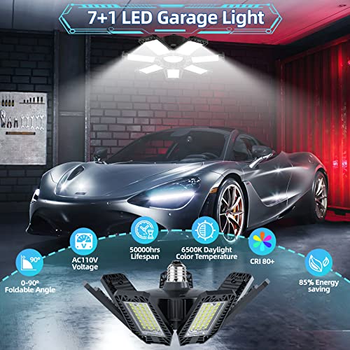 Yibeyyds Led Garage Lights 200W 20000Ml 2 Pack, 6500K Garage Lights Garage Lights Ceiling Led With 7+1 Deformable Panels, Led Garage Ceiling Lights For Garage, Workshop, Basement Support E26/E27 #TOP1
