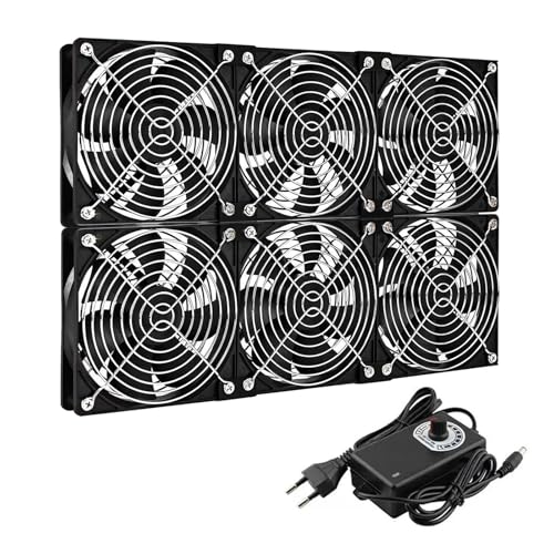 Ventiladores de Caja, Ventiladores de 120 mm 230 V de 3000 rpm con Enchufe de Alimentación y Controlador de Velocidad para Ordenadores Así Como Ventilación y Refrigeración de Ventanas (6, Negro)