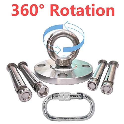 Sprite Science Steel Ceiling Hook Heavy Duty Hanger & Swivel Hook Snap with 4 Metal Wall Anchors (1100Lb Weight Limit) - Thumbnail 2