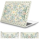 iCasso for MacBook Pro 13 inch Case M2 2025, 2024-2016 A2338 M1 A2251 A2289 A2159 A1989 A1708 A1706, Slim Anti-Scratch Protective Plastic Hard Shell Case+Keyboard Cover for Mac Pro 13''-Green Floral