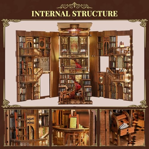 MiniCity Klosterbibliothek Book Nook Kit, DIY Miniaturhaus aus Holz – Ansicht 4