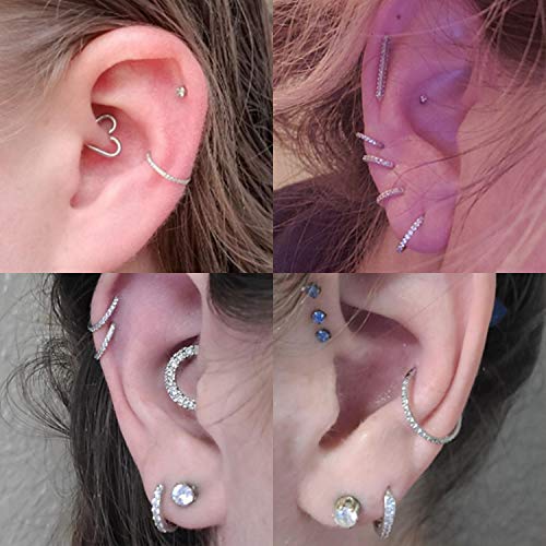 FUNLMO G23 Argola de cartilagem de titânio 20G 18G 16G 14G Conch Helix Daith Piercing Joias de septo