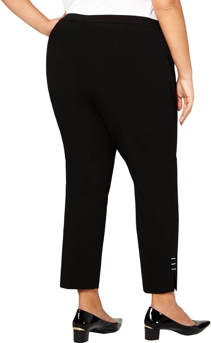 Calvin Klein Womens Studded Split Him Straight Leg Pants Black 16W