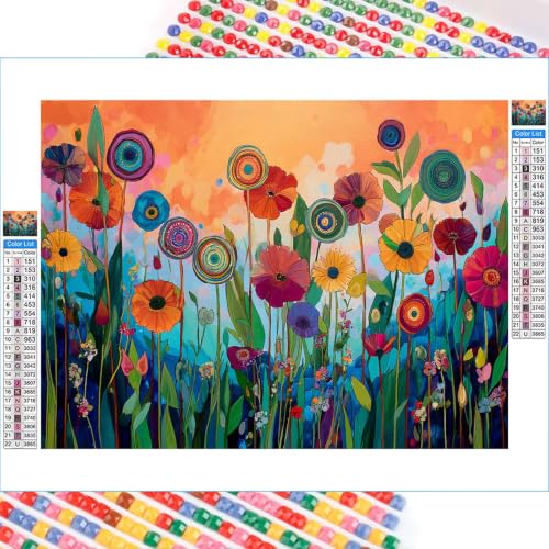 Diamond Painting Abstrait Fleur : kit complet 40x50cm de broderie diamant pour loisirs créatifs