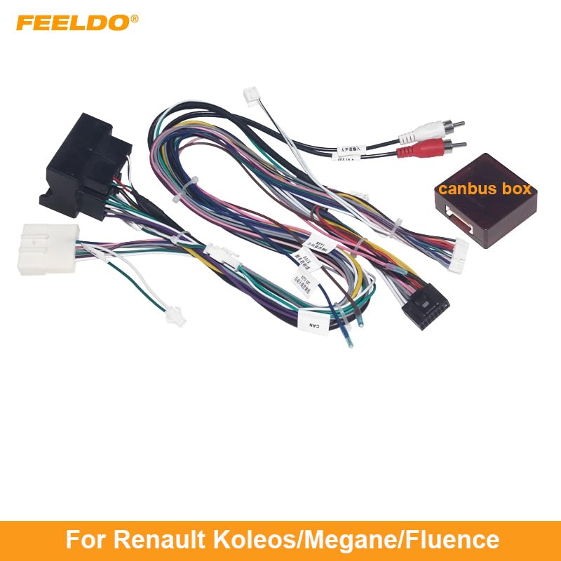 Car 16pin for Audio Wiring Harness with Canbus Box for Renault Koleos/Megane/Fluence Stereo Installation Wire Adapter - (Color Name: AB Cable-canbus Box)